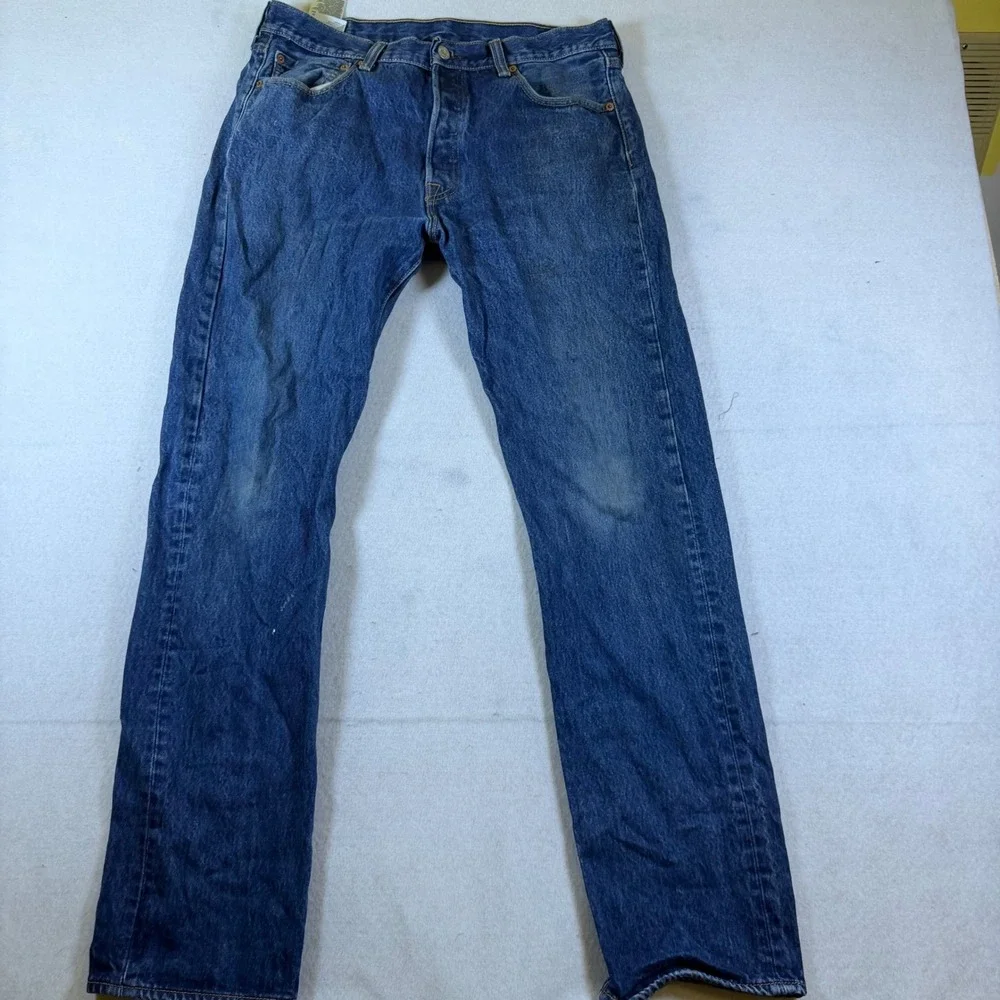 Levis 501 Original Fit Mens Jeans W34 L34 Medium Wash Blue Straight Leg Denim